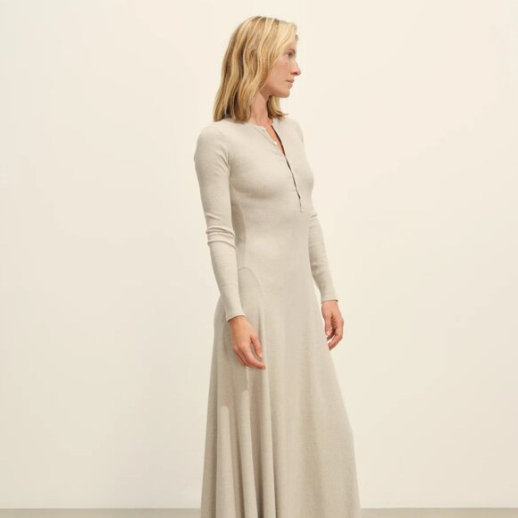 NWOT Buck Mason Surplus Rib Henley Dress in Marled Flint, Size XS - Picture 2 of 5